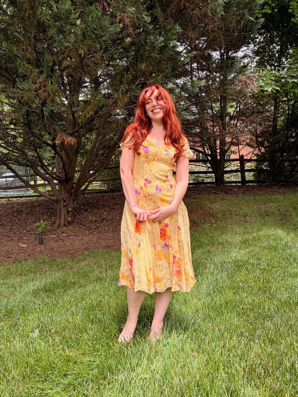 Sundance 100% Silk Watercolor Floral Midi Dress Size 4